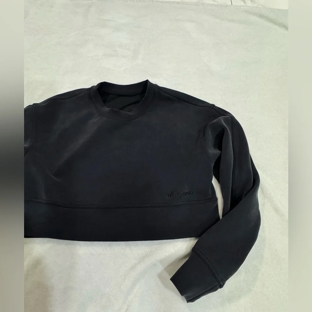 Lululemon Black Softstreme Perfectly Oversized Cropped Crew Set